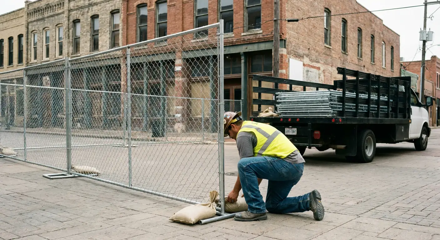 Temporary fence installation in Fairfield urban environment
