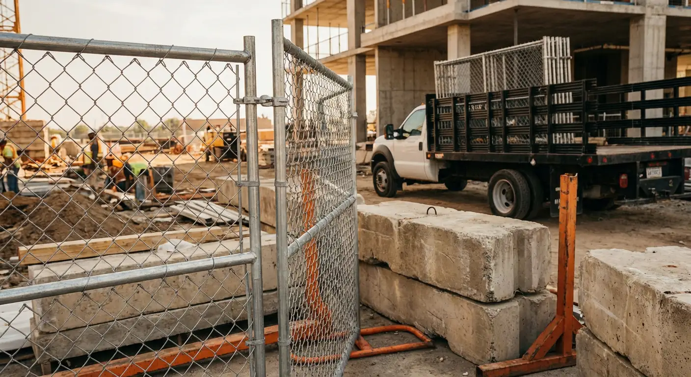 Commercial temporary fencing installation site in Fairfield, CT