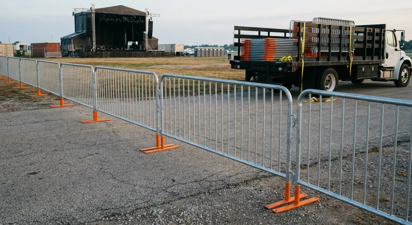 Crowd control barricade setup in Fairfield, CT