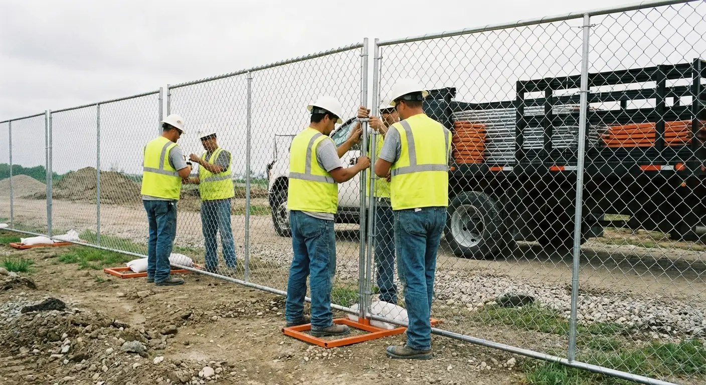 Gold Coast Site Fencing team installing temporary fencing in Fairfield, CT
