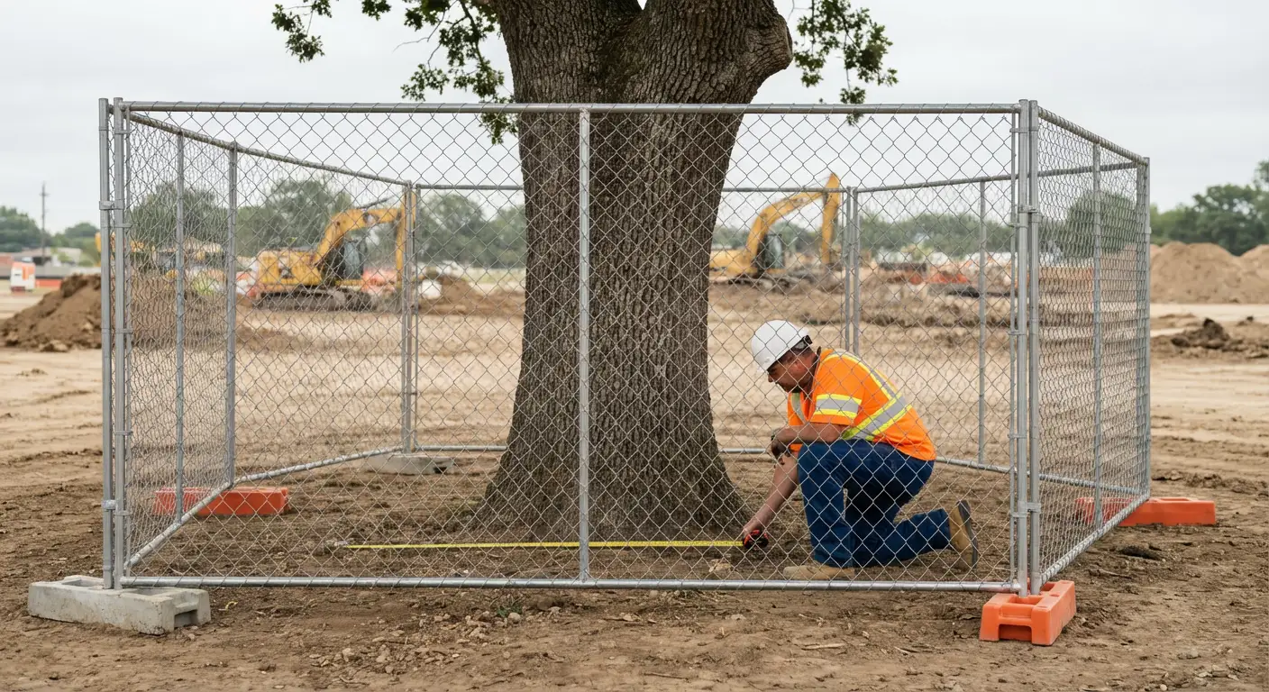 Tree protection zone fencing installation in Fairfield, CT