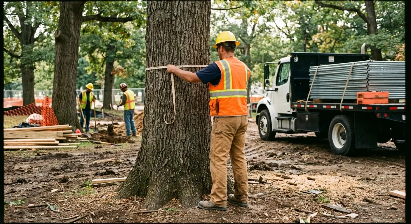 Tree protection zone fencing installation in Fairfield, CT