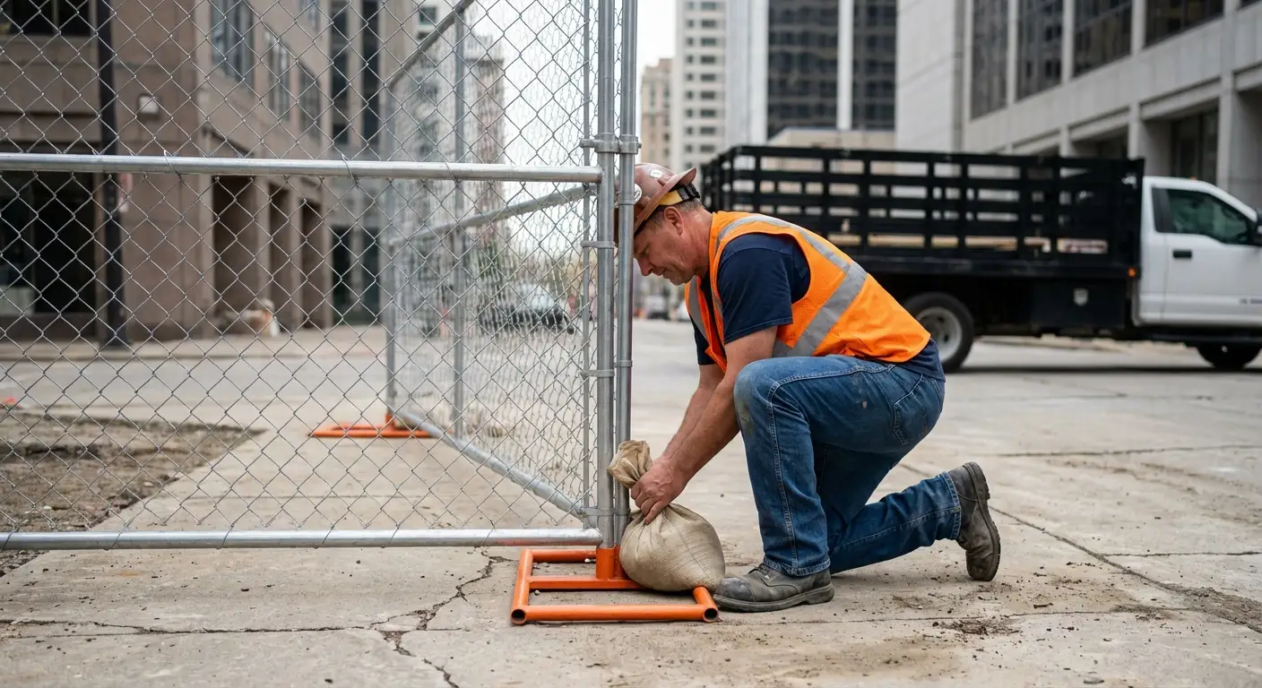 Temporary fence installation in Downtown Fairfield area
